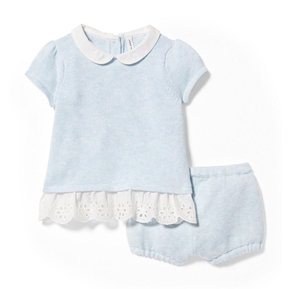 Janie and Jack Baby Girl Outfit blue 0-3m - Picture 1 of 8